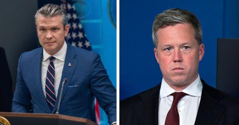 split photo of pete hegseth and daniel driscoll