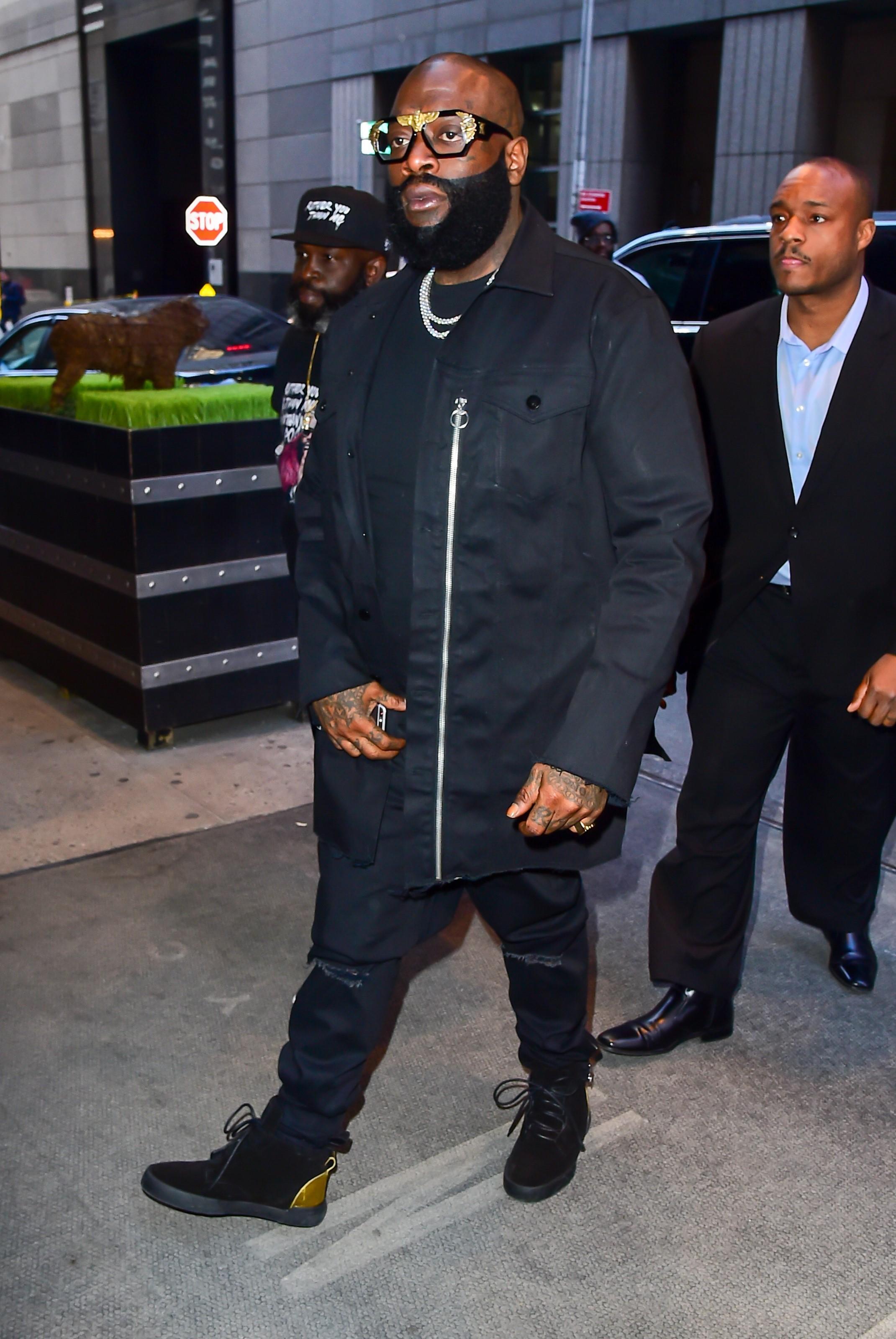 Rick Ross keeps it cool in NYC with his crew