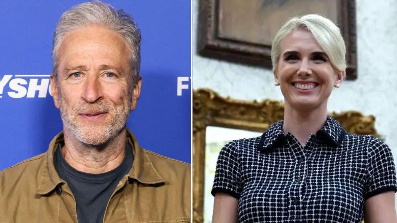 Image of Jon Stewart returned to 'The Daily Show' on Tuesday, September 8, after a month-long hiatus and used his opening monologue to needle President Donald Trump and White House aide Natalie Harp.