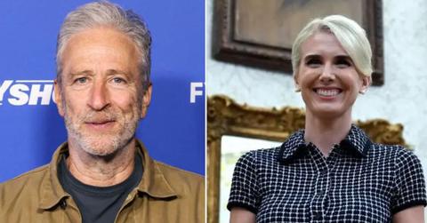 Image of Jon Stewart returned to 'The Daily Show' on Tuesday, September 8, after a month-long hiatus and used his opening monologue to needle President Donald Trump and White House aide Natalie Harp.