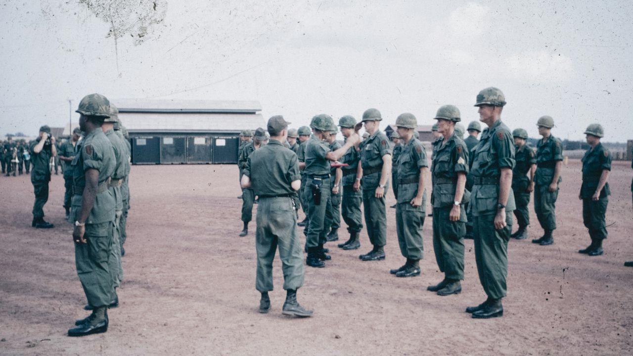 U.S. soldiers in arid landscape