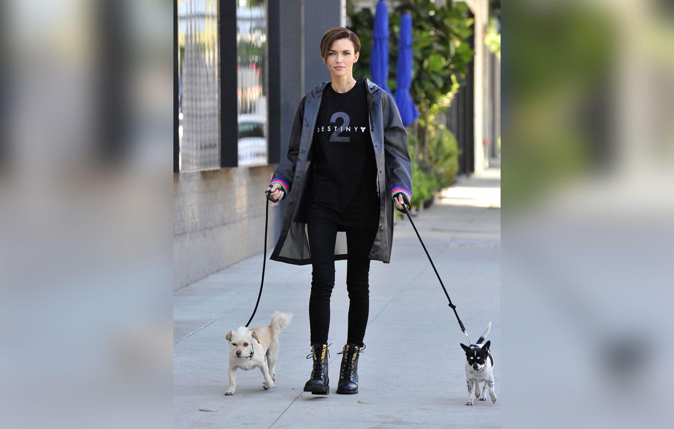 Ruby Rose Walking her Dogs