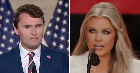 Split photo of Charlie and Erika Kirk.