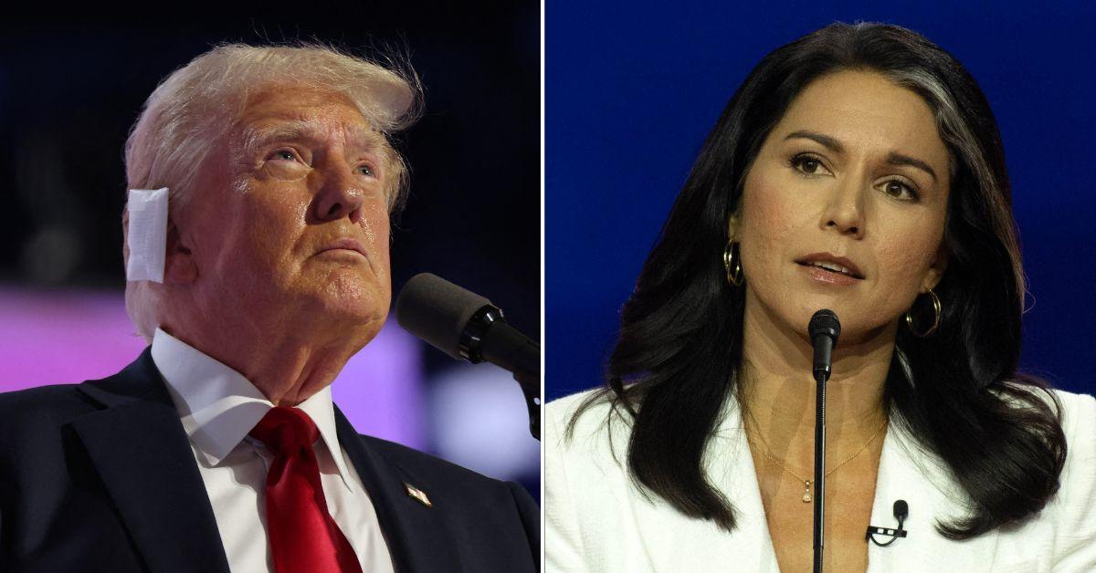 donald trump ridiculed avoiding hug tulsi gabbard town hall