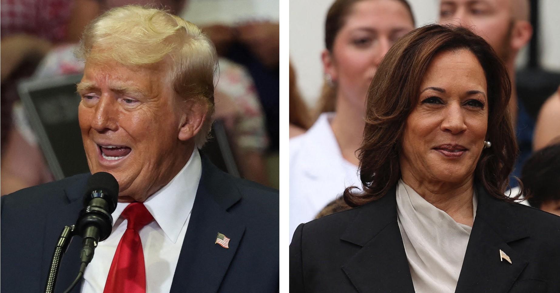 Composite photo of Donald Trump and Kamala Harris. 