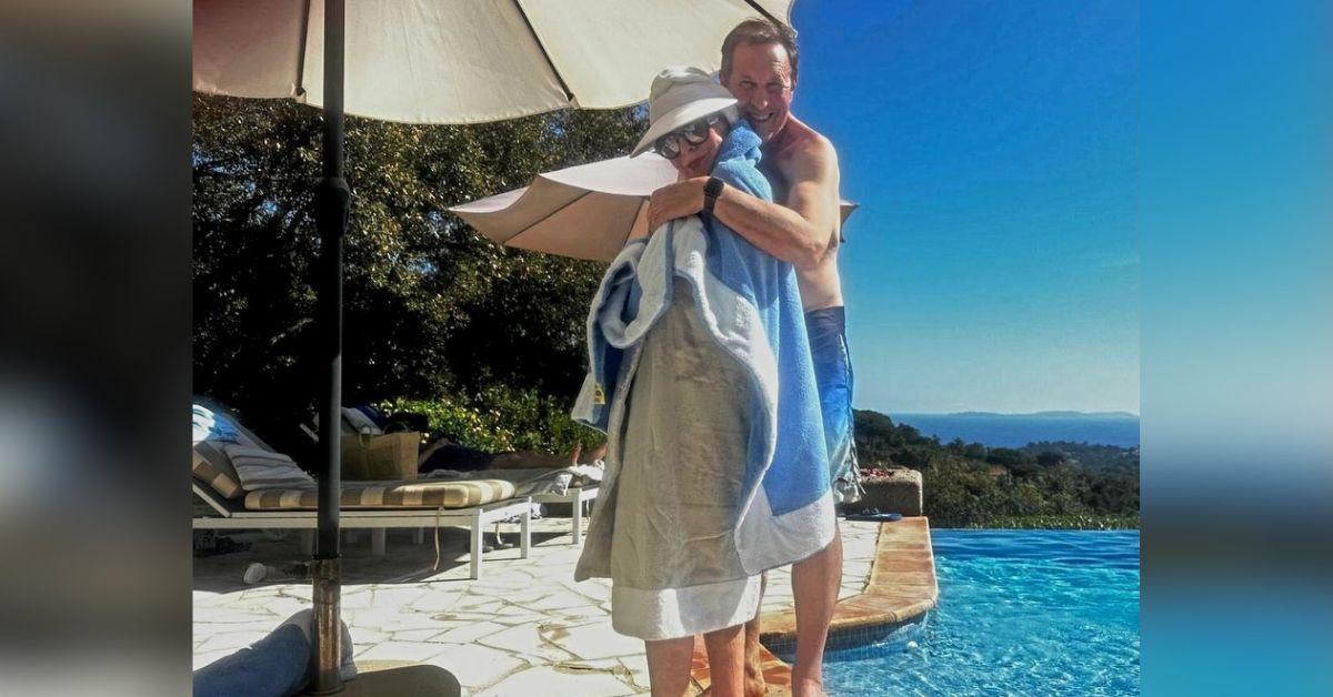 image of Joan Collins and Percy Gibson enjoyed romantic moments by the pool and aboard a yacht during their luxurious French Riviera getaway.