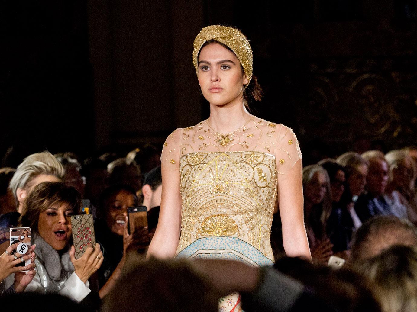 Amelia Hamlin walks the runway at Dennis Basso fashion show