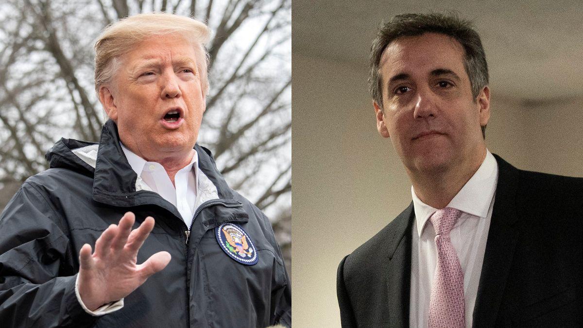 split photo of Donald Trump & Michael Cohen