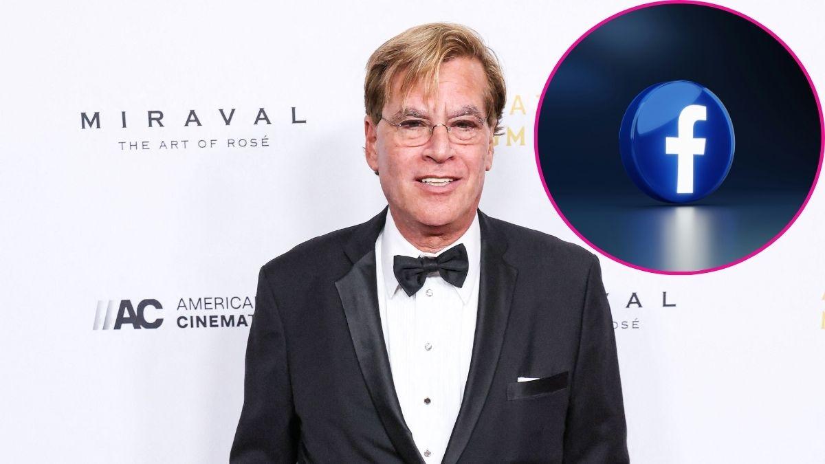 pic of Aaron Sorkin, Facebook logo.