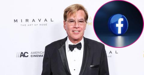 pic of Aaron Sorkin, Facebook logo.
