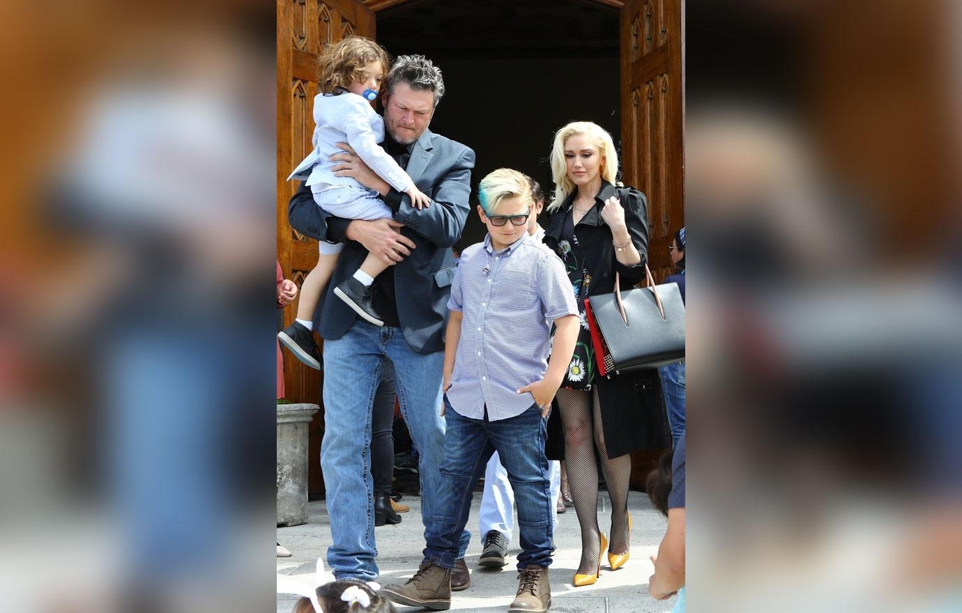 Gwen Stefani and Blake Shelton leave church together after an Easter service