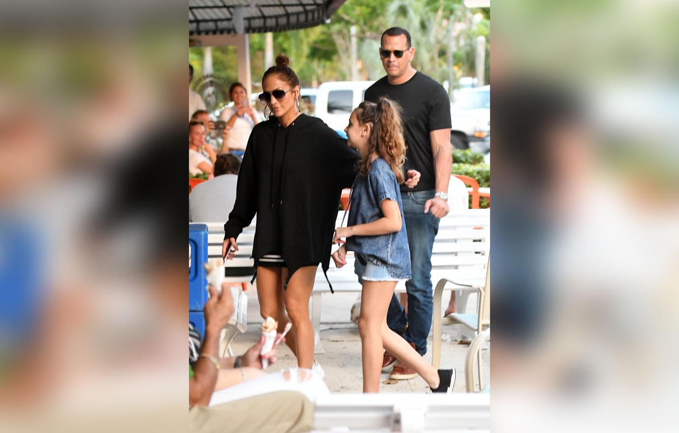 Jennifer Lopez and Alex Rodriguez and indulge in ice cream with their kids in Miami