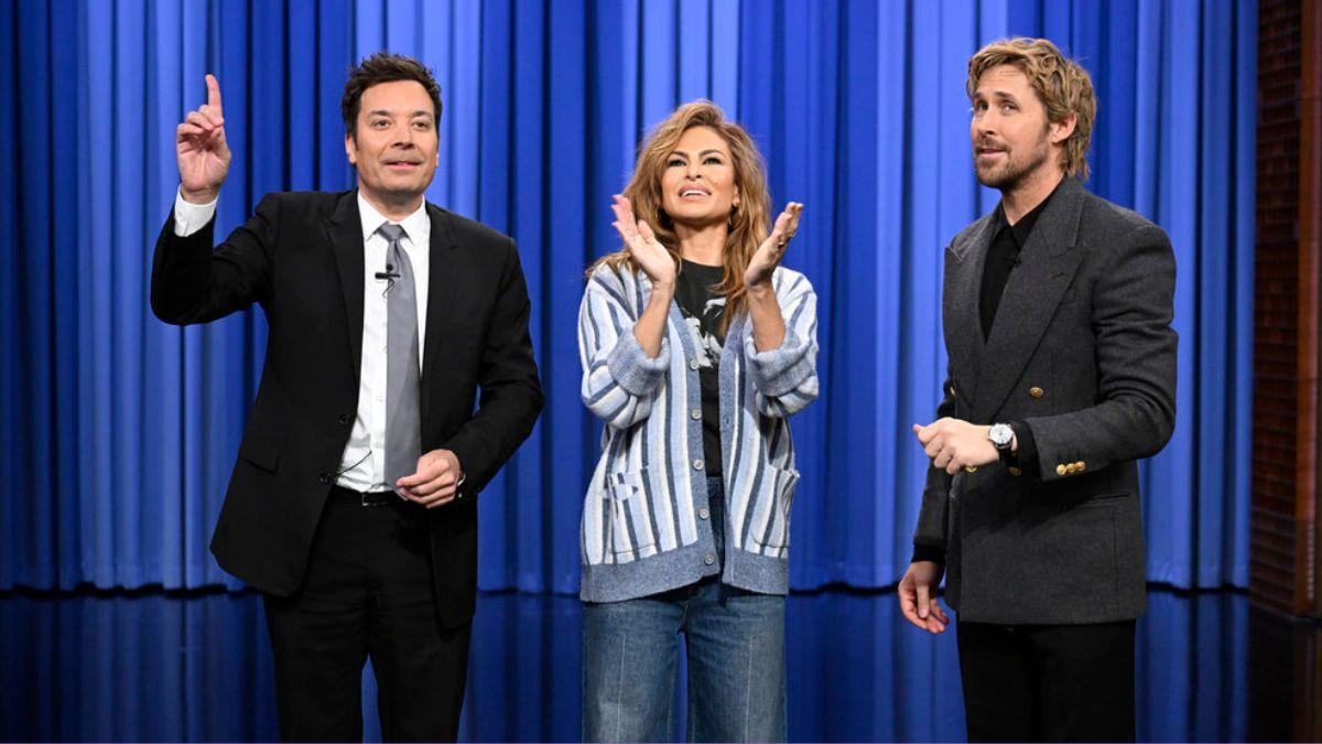Photo of Jimmy Fallon, Eva Mendes and Ryan Gosling