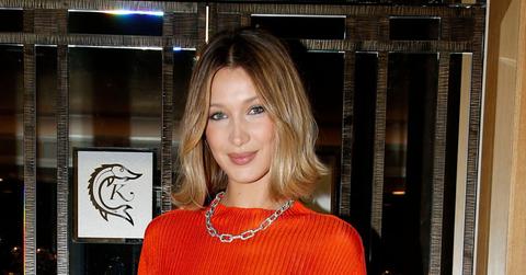 Bella Hadid Orange Sweater Fred Flintstone Halloween Costume