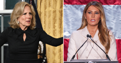 Split photo of Jill Biden and Melania Trump
