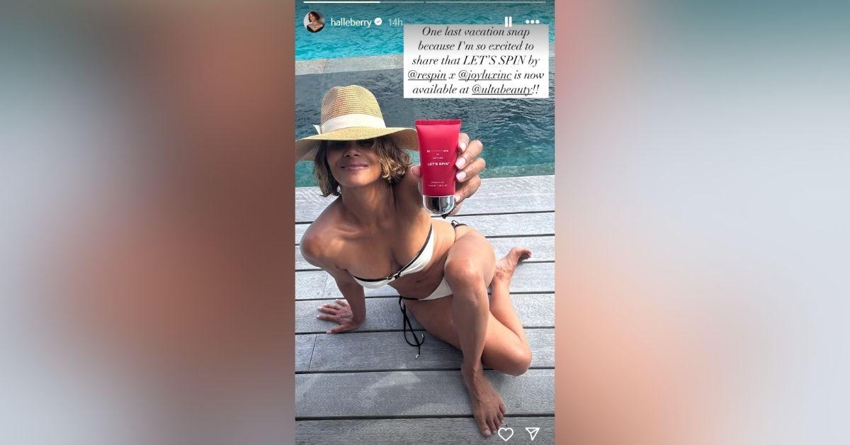 image of Halle Berry stunned fans in a white bikini.