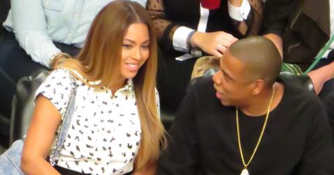 Beyonce and husband Jay Z watch the Cleveland Cavaliers against the Brooklyn Nets at the Barclays Center