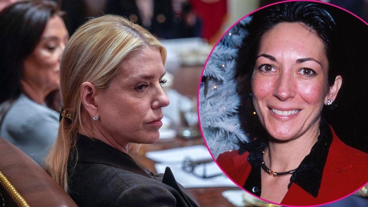 image of pam Bondi, inset of ghislaine maxwell