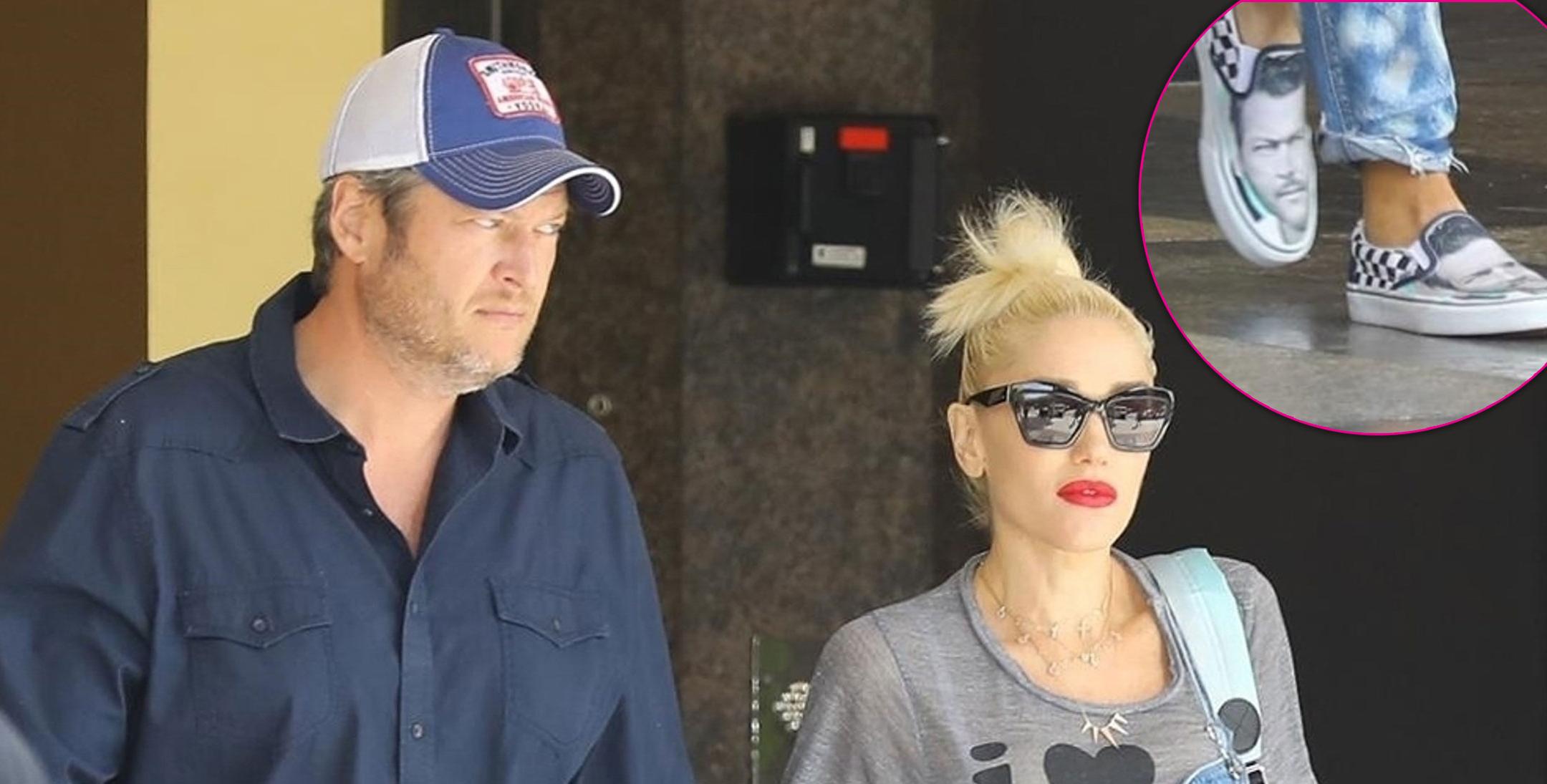 Gwen Stefani Wears Shoes With Blake Shelton's Face On Them