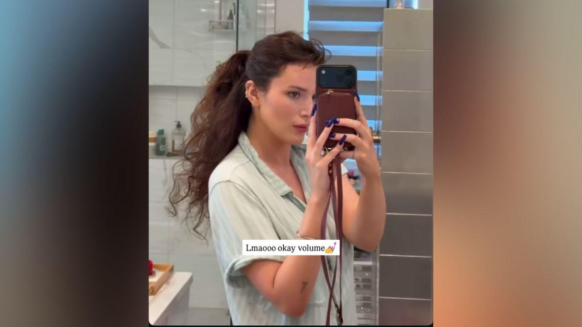 Photo of Bella Thorne made fun of her voluminous ponytail, joking she belonged in the '80s.