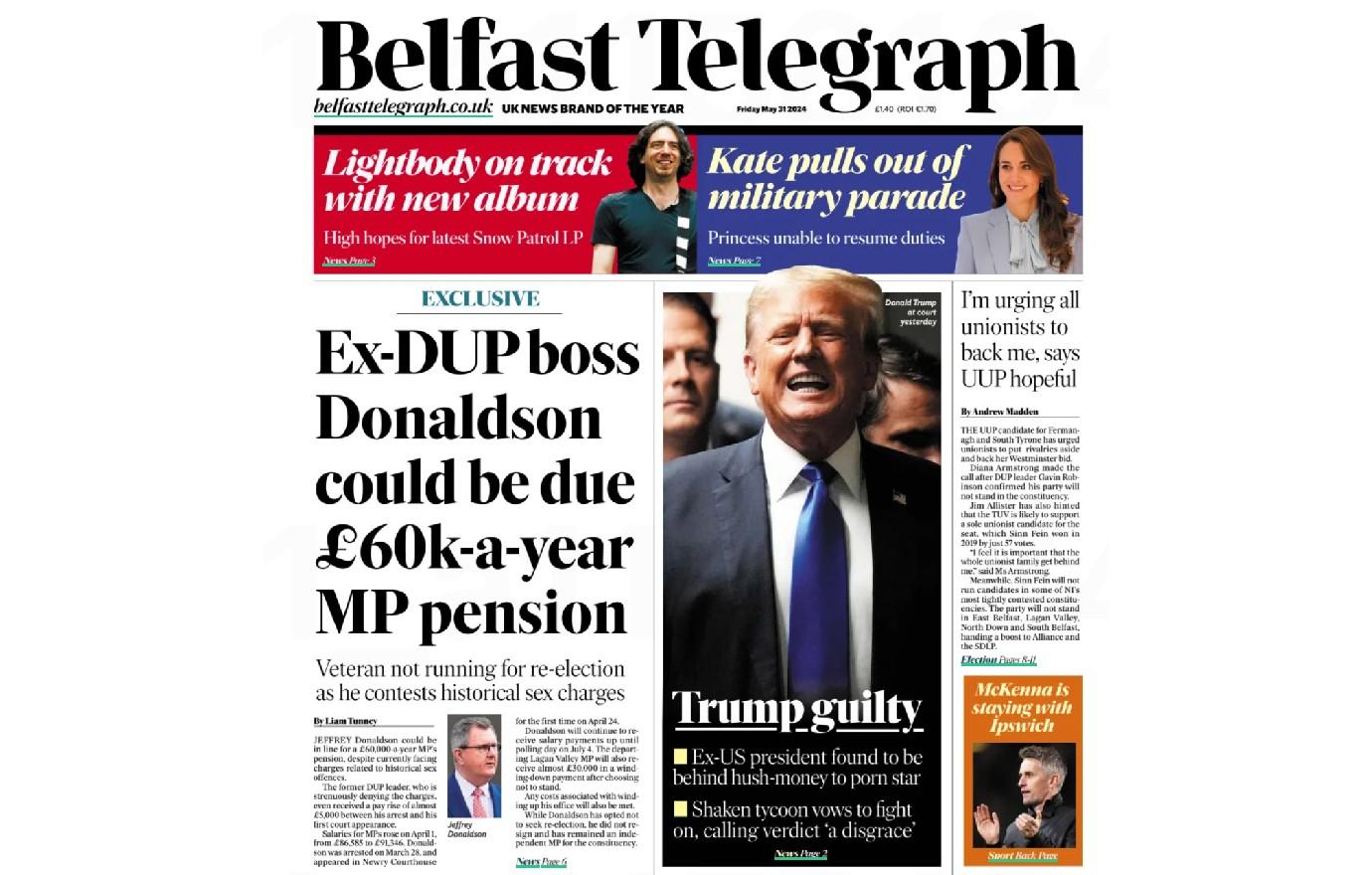 trump cover belfast telegraph