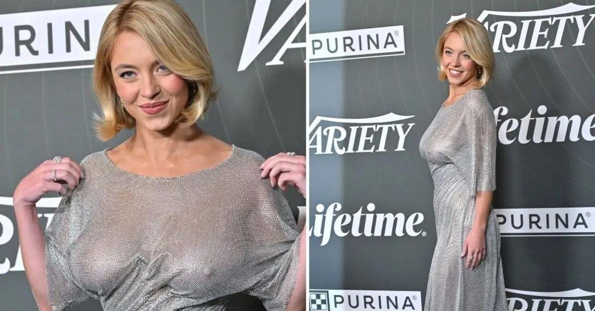 image of Sydney Sweeney has been receiving criticism for the sheer dress she wore to Variety's 'Power of Women' event on October 29.
