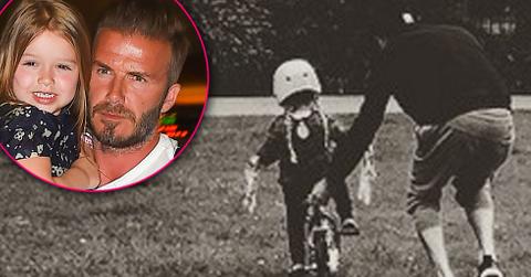 David beckham teaches harper seven ride a bicycle