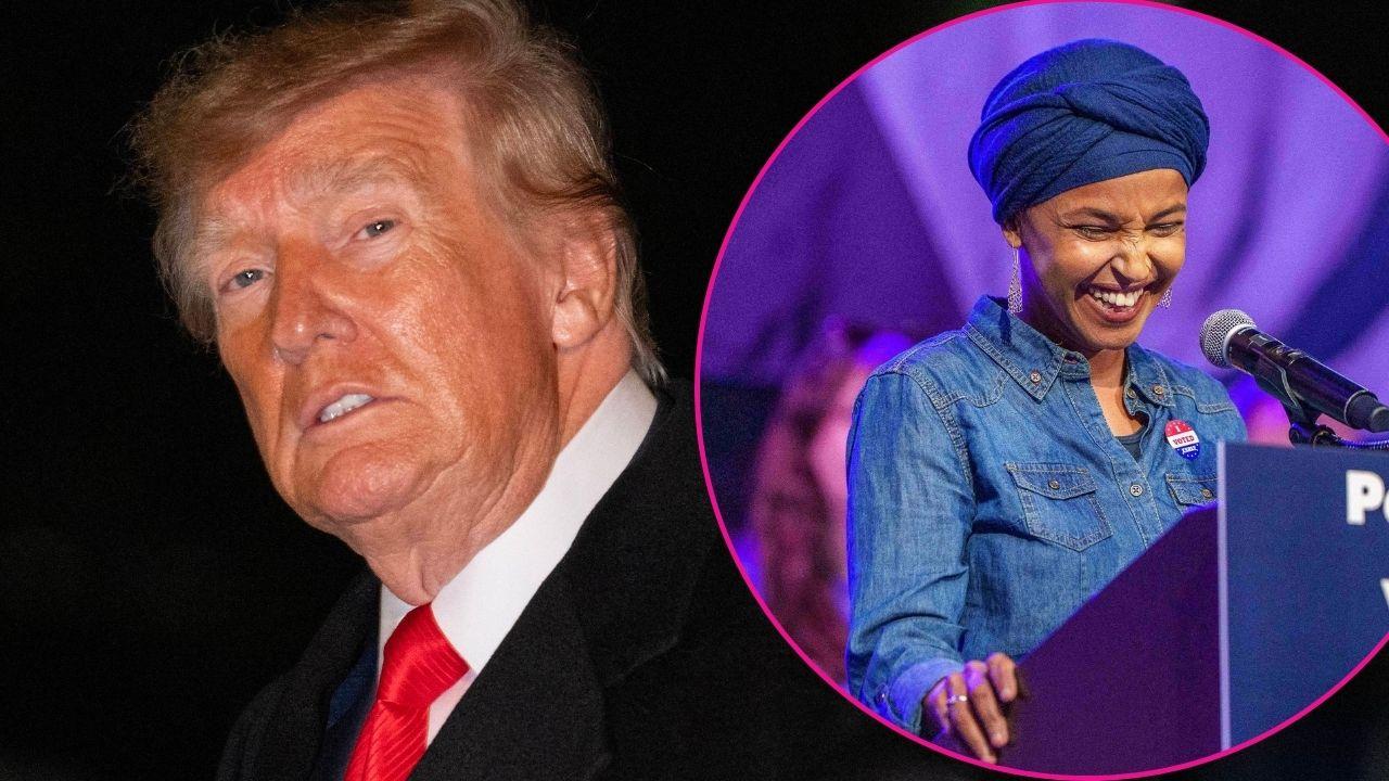 Split photo of Donald Trump and Ilhan Omar