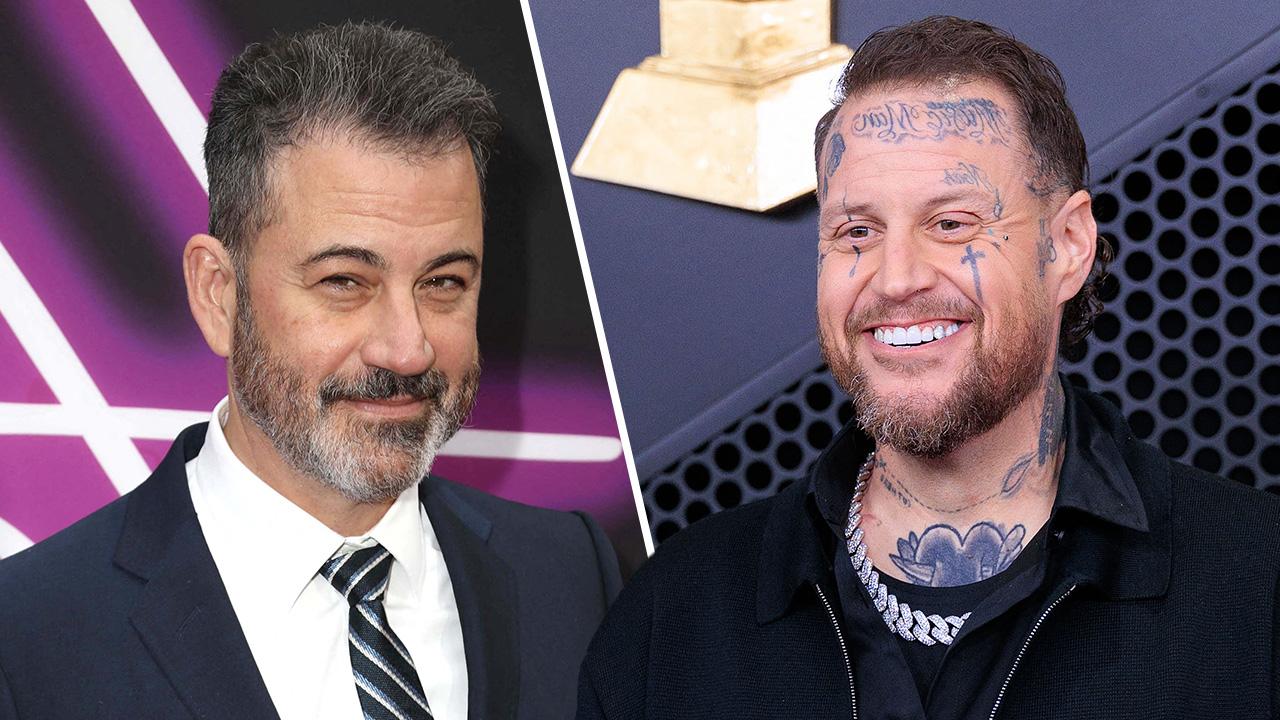 Composite photo of Jimmy Kimmel and Jelly Roll.
