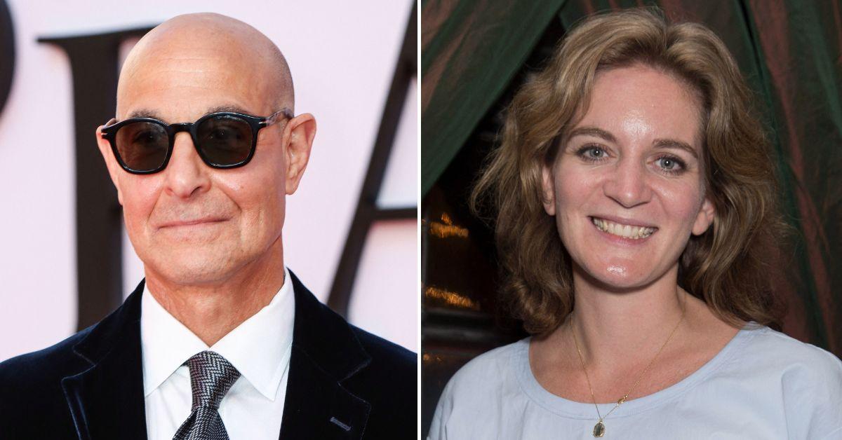 split photo of Stanley Tucci & Felicity Blunt