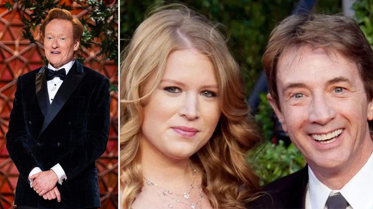 Composite photo of Conan O'Brien, Katherine Short and Martin Short