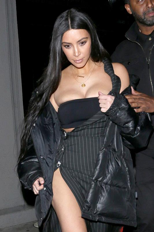 Kim Kardashian shows off her sexy pinstripe outfit as she leaves Craig&#8217;s