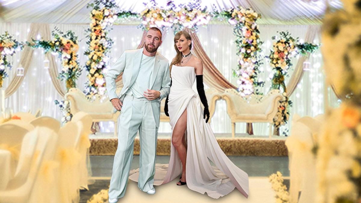 Photo of Taylor Swift and Travis Kelce were joined at the altar by Adam Sandler.