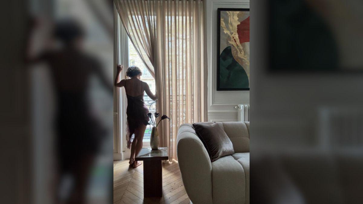 Photo of Halle Berry slipped into a flirty lingerie-style dress for another look.