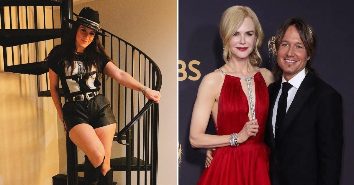 Photo of Maggie Baugh and a picture of Nicole Kidman with Keith Urban