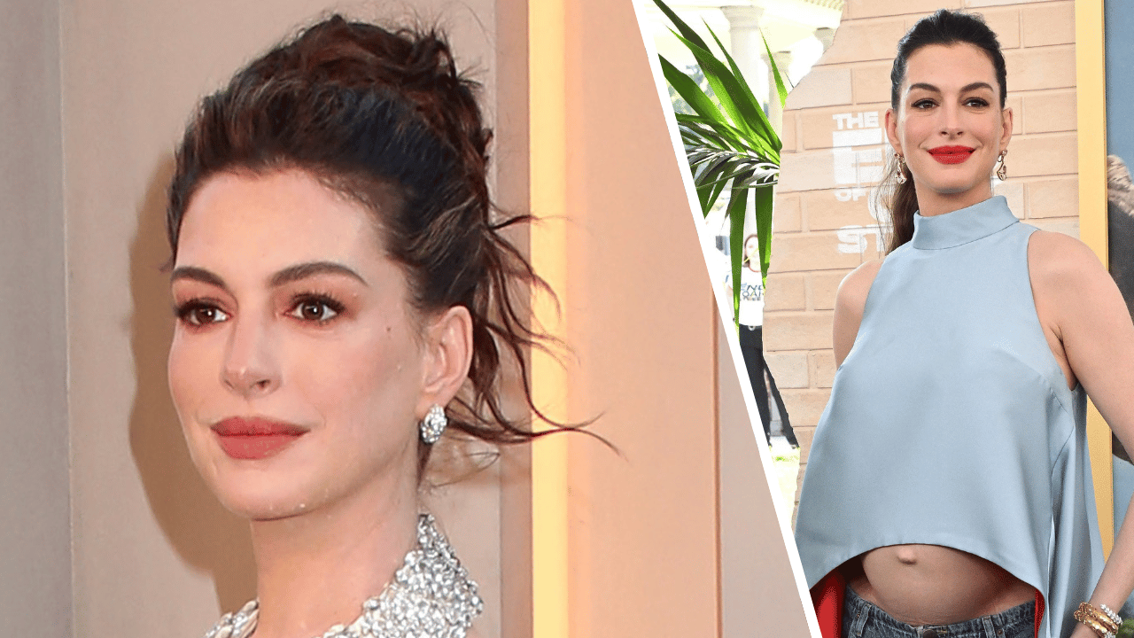 Image of Anne Hathaway looked stunning as she posed from the red carpet. 