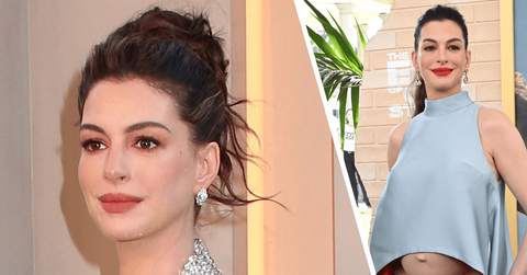 Image of Anne Hathaway looked stunning as she posed from the red carpet.