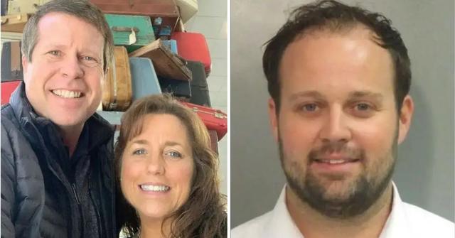 split photo of jim bob and michelle duggar and son josh duggar