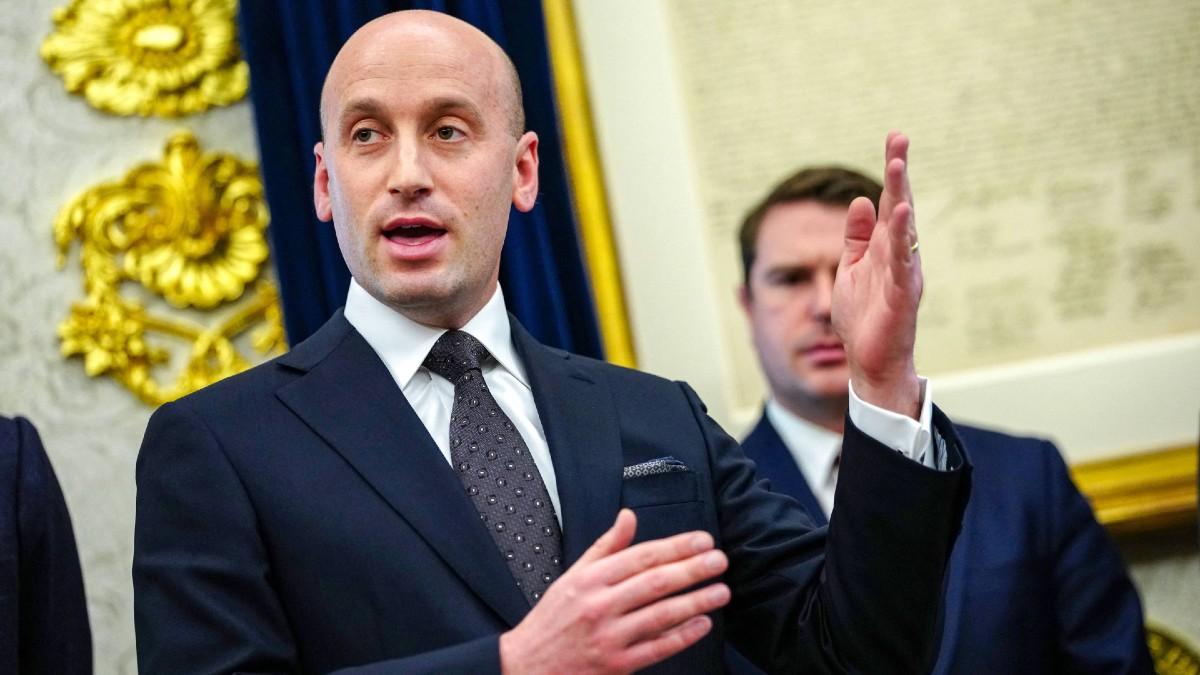 image of Stephen Miller praised his boss during the event. 