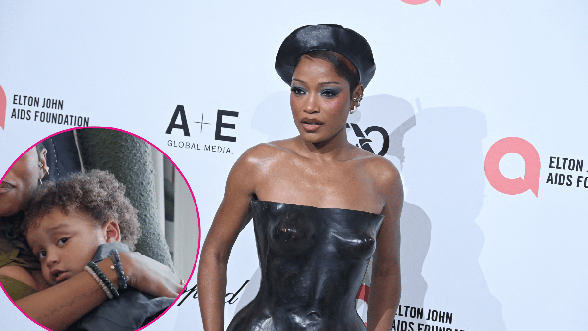 Photo of Keke Palmer with inset of son Leodis