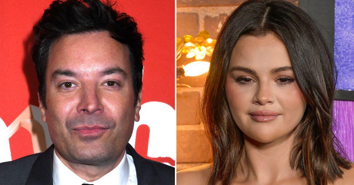 Composite photo of Jimmy Fallon and Selena Gomez.