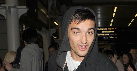 Tom Parker Wearing a Black Hoodie