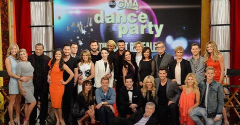 STANDING: LARA SPENCER, EMMA SLATER, BILLY DEE WILLIAMS, DANICA MCKELLAR, VALENTIN CHMERKOVSKIY, SEAN AVERY, CANDACE CAMERON BURE, MAKSIM CHMERKOVSKIY, MERYL DAVIS, NENE LEAKES, TONY DOVOLANI, SHARNA BURGESS, CHARLIE WHITE, CHERYL BURKE, DREW CAREY, DIANA