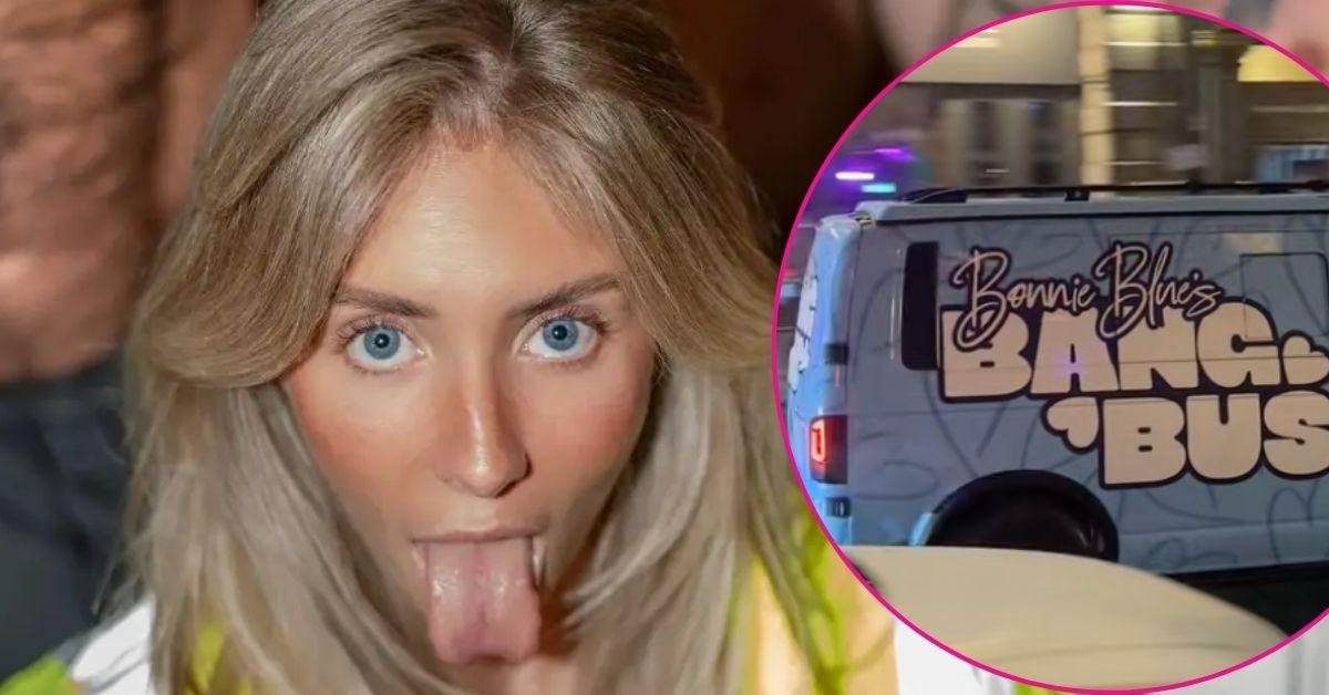 Composite photo of Bonnie Blue and her 'bang bus.'