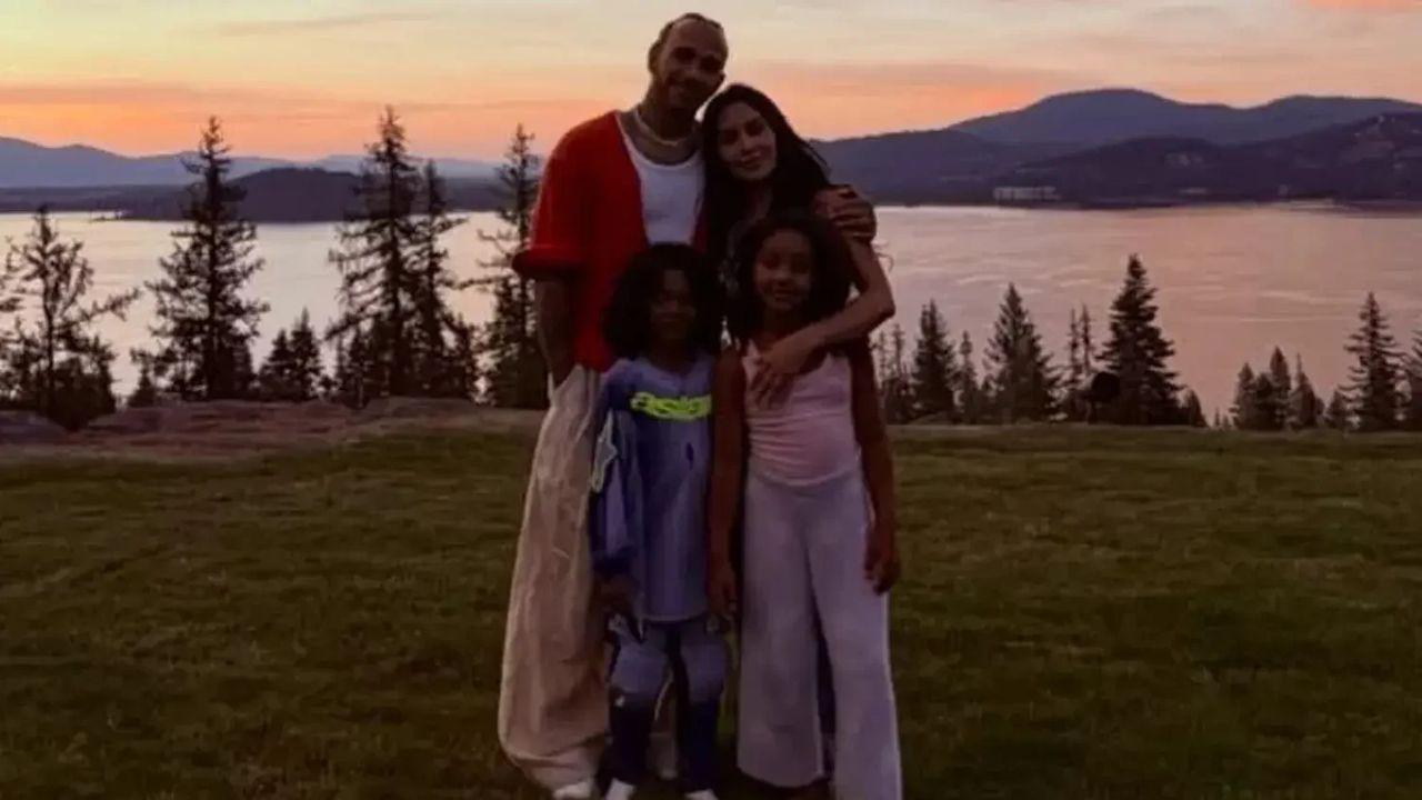 Image of Lewis Hamilton commented on spending time with Kim Kardashian's kids.