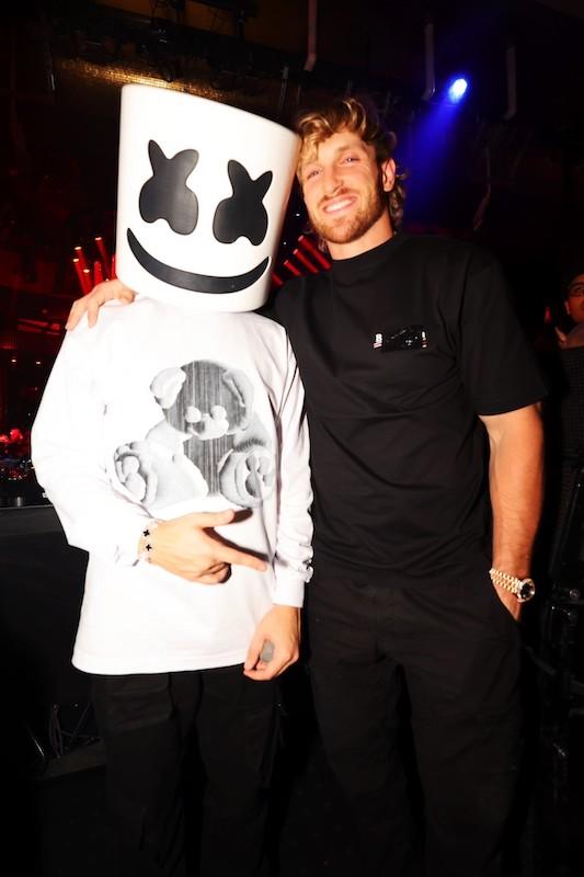 popular social media personality logan paul and global dj marshmello spotted at xs nightclub inside wynn las vegas on sept photo credit danny mahoney