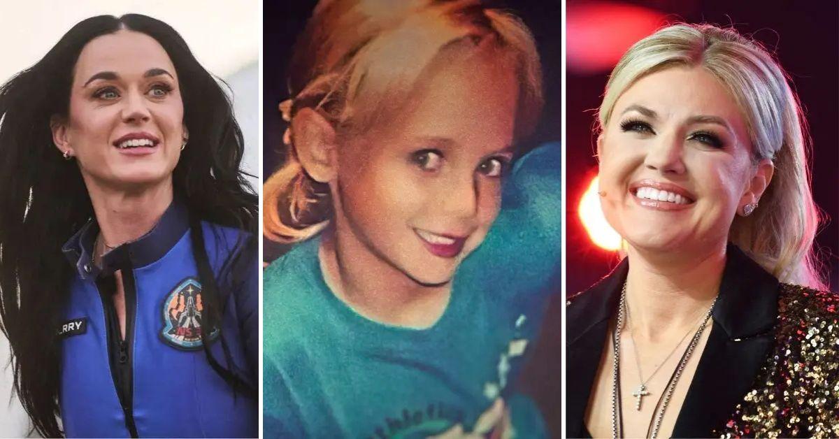 split photo of katy perry, JonBenét Ramsey and erika kirk