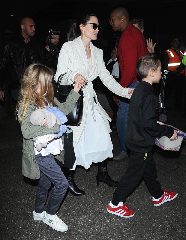 Angelina Jolie Arrives At LAX With All Of Her Kids