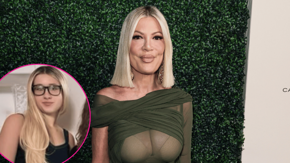 Photo of Tori Spelling; Stella McDermott inset