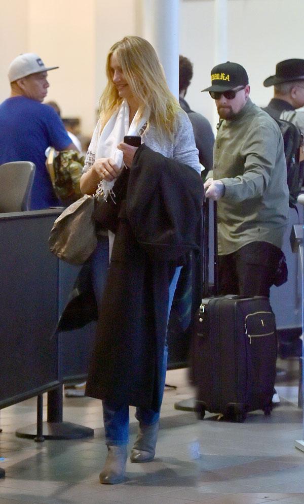 Cameron diaz benji madden joel nicole richie airport vacation couples expecting 03